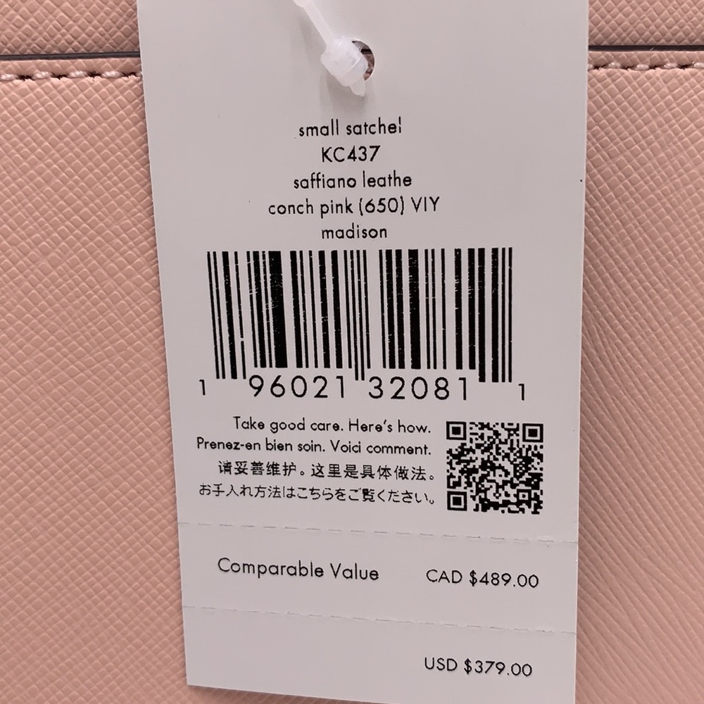 Madison Saffiano Leather Small Satchel Conch Pink COLOR - Picture 13 of 13